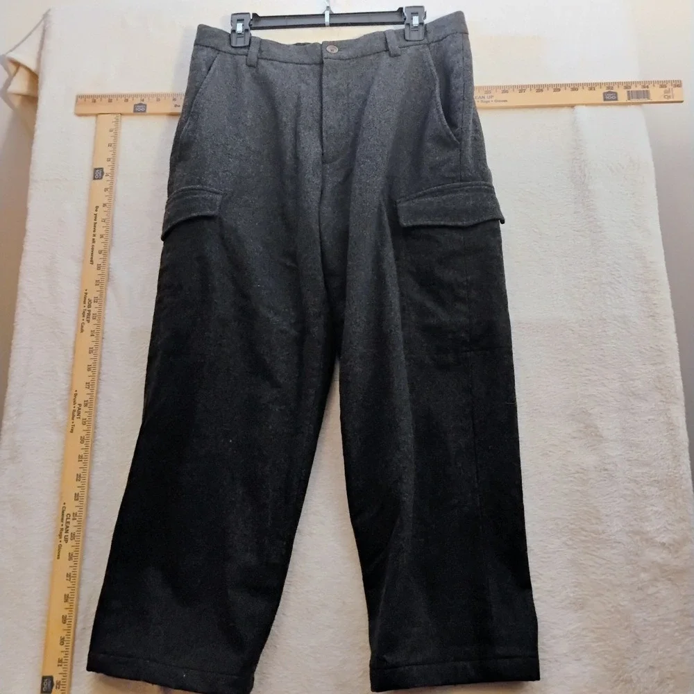 Banana Republic Mens 33x25 Black Wool Blend Emerson Straight Cargo Chino Pants